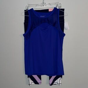 New Lane Bryant LIVI Blue Workout Tank and Leggings 14 16